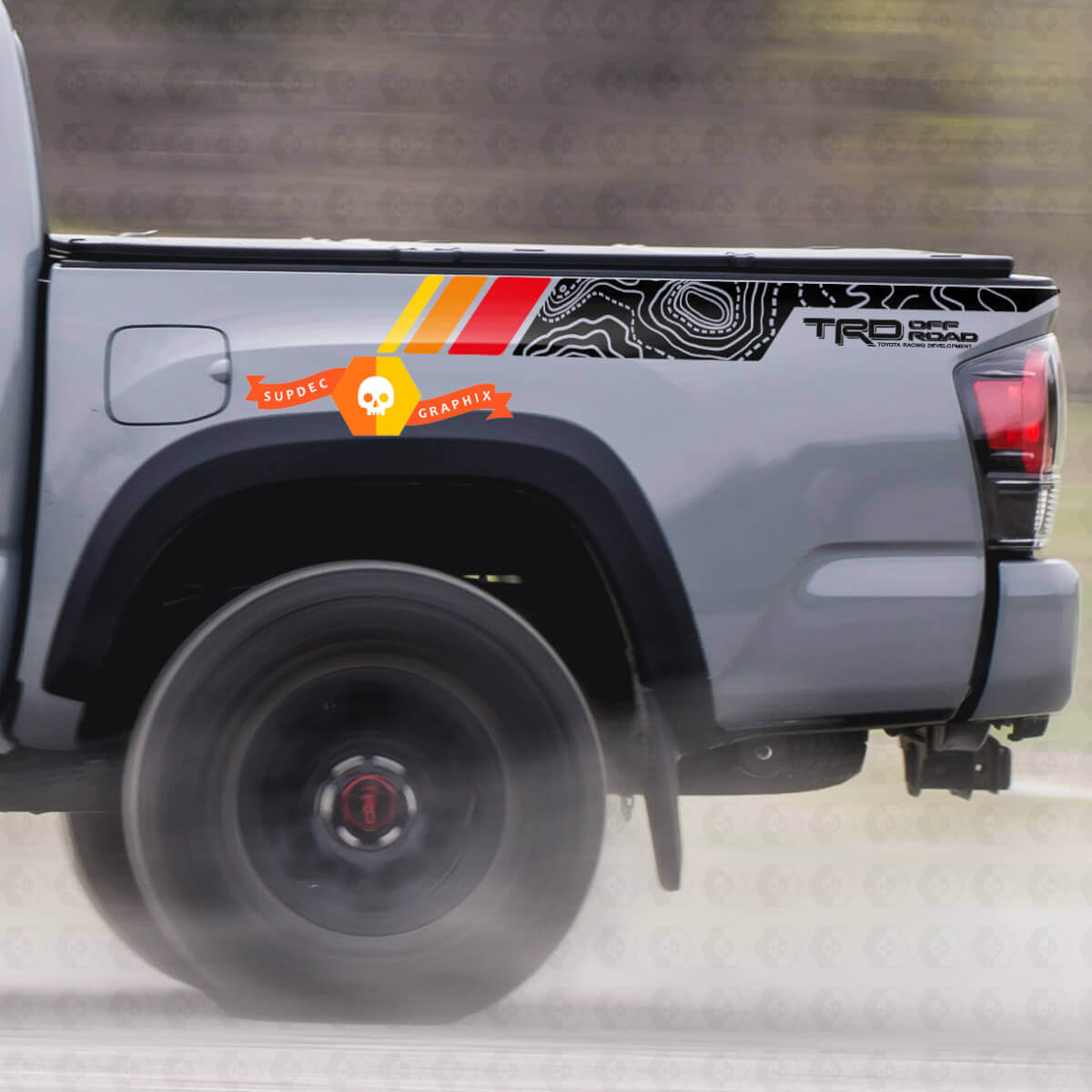 Topographische Karte Vintage-Stil Heckseiten Vinylaufkleber Decal Für Toyota Tacoma 2005–2020