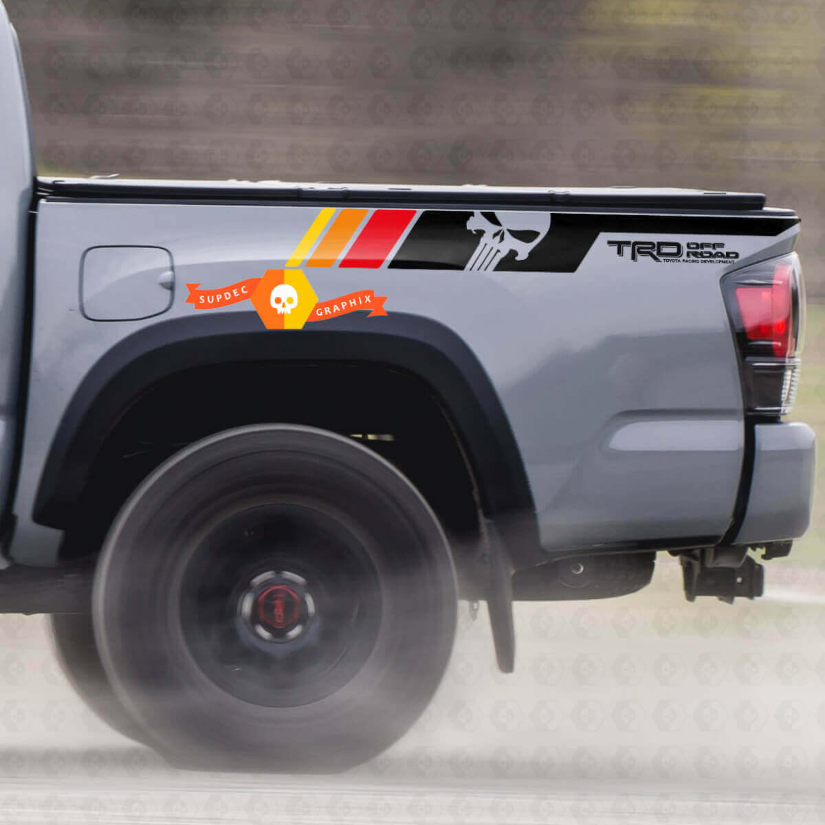 TRD Punisher Skull Seitenfenster-Vinylaufkleber für Toyota Tacoma 2005-2020