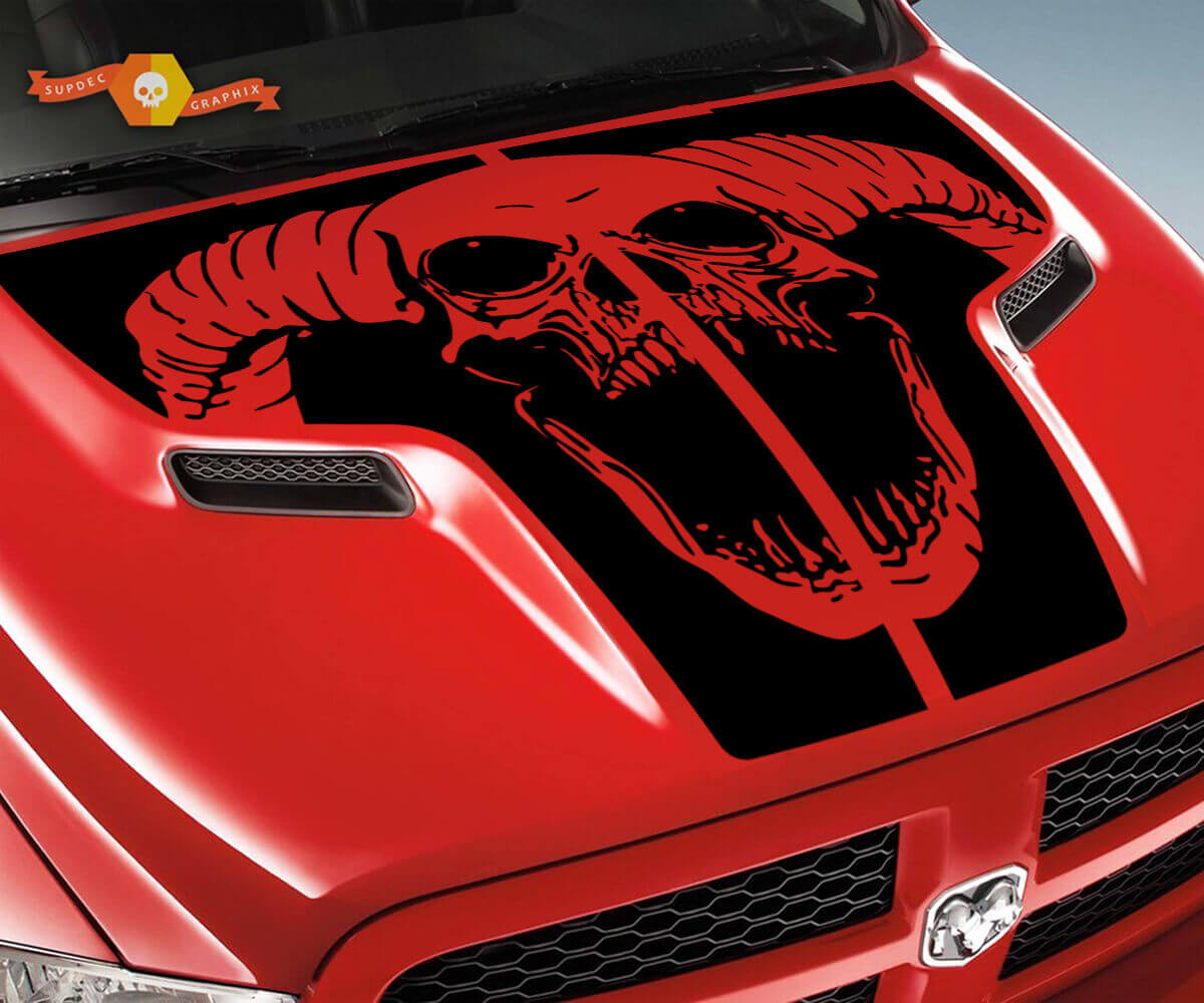 Ram Totenkopf Motorhaubenaufkleber aus Vinyl für Dodge Ram 1500 2500 2010-2018