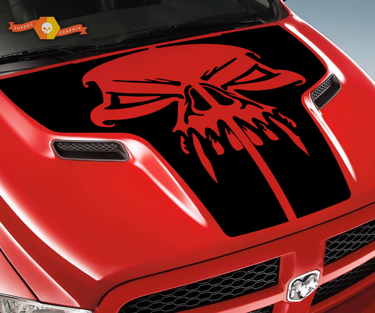 Dodge 2010 2018 passend für Ram 1500 2500 Skull Rebel Hood Logo Truck Vinyl Aufkleber Graphic Pick Up Pickup #1
