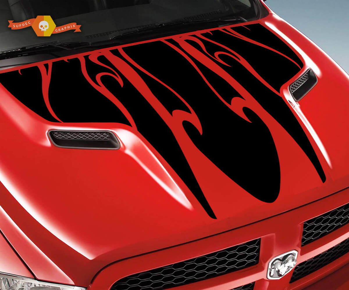 Dodge 2010 2018 passt Ram 1500 2500 Flames Rebel Hood Logo LKW Vinyl Aufkleber Grafik Pick Up Pickup # 2