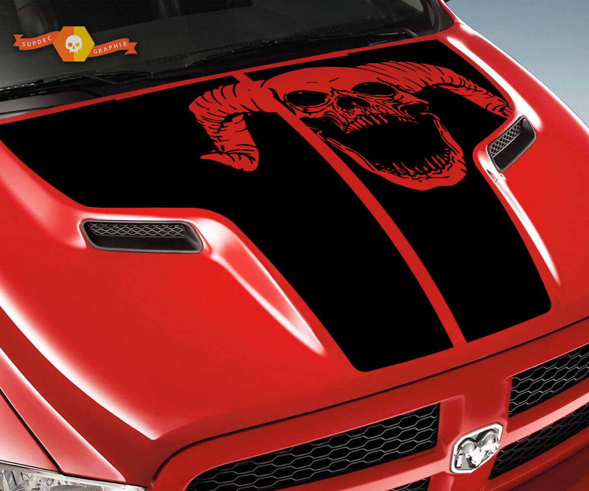 Ram-Schädel Grunge Motorhauben-Truck Vinyl-Streifen-Aufkleber Decal Grafik für Dodge Ram 1500 2500