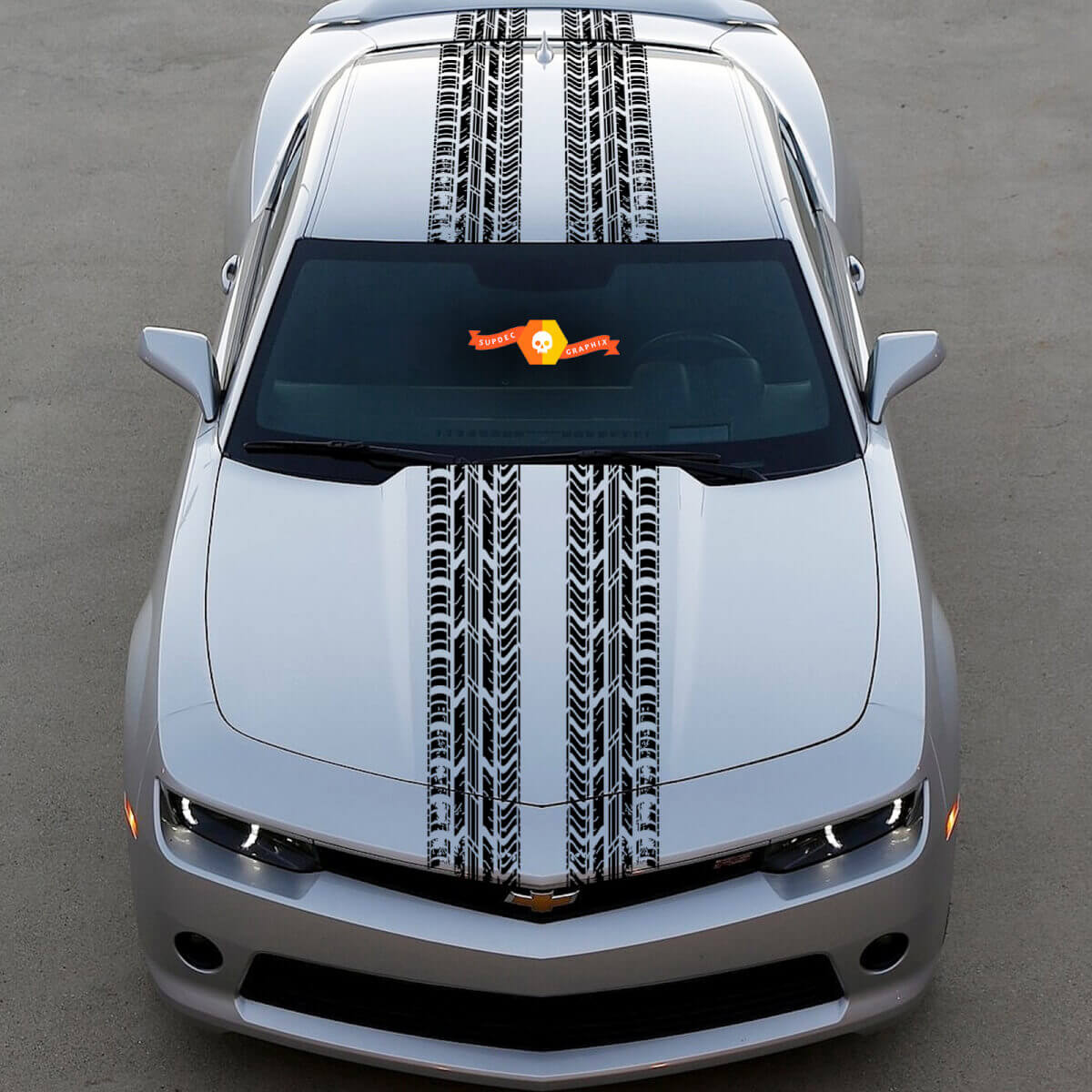 Doppelte Reifenspuren Streifen Motorhaube Dach Kofferraum Vinylaufkleber für Chevy Dodge Mustang