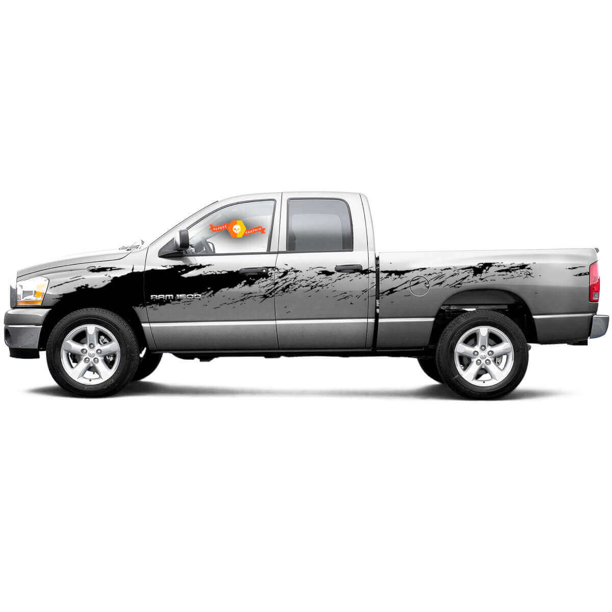 Mud Splash Stil Seitlicher Vinylaufkleber für Dodge Ram 1500