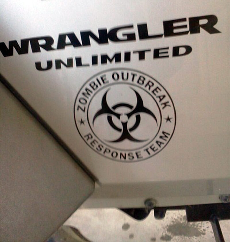 2 Wrangler Unlimited ZOMBIE OUTBREAK Response Team Vinyl-Aufkleber