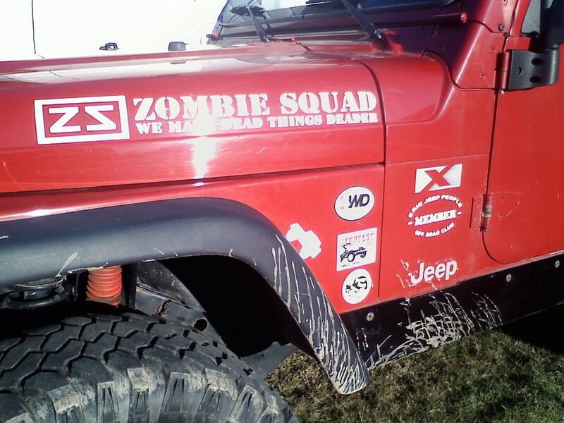 Zombie Squad wir machen tote Dinge Deader JEEP Vinyl-Aufkleber