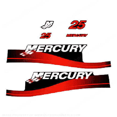 Mercury 25 PS Aufkleber (rot) 1999–2006 – blauer Aufkleber