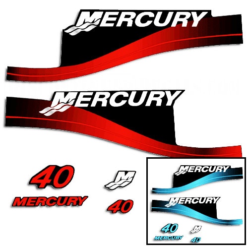 Mercury 40 PS 2-Takt-Aufkleber-Kit – roter Aufkleber
