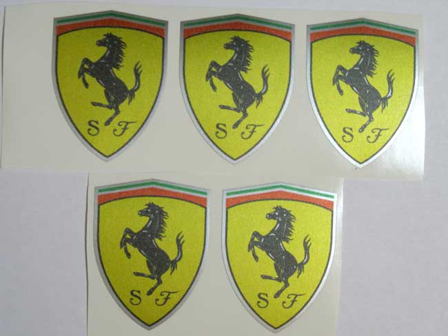 Ferrari Enzo Wheel Caps Center Gelb auf Silber 5 Emblems Decals