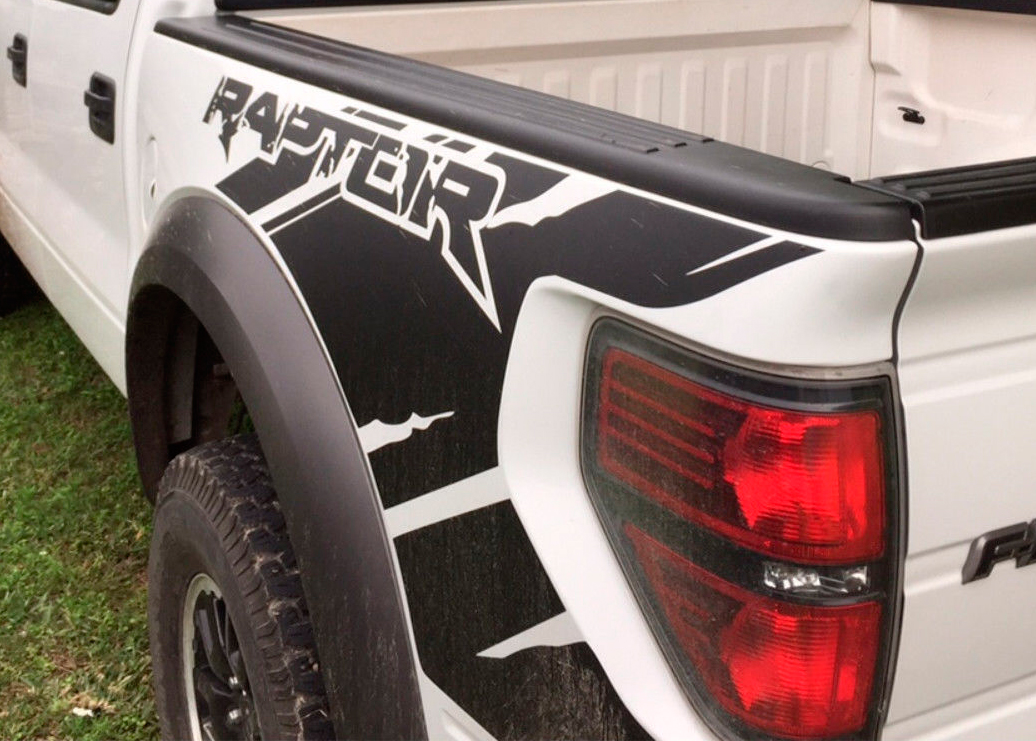 Vinyl-Grafikaufkleber für Ford Raptor SVT F150 Predator am Bett. Installationssatz im Lieferumfang enthalten
