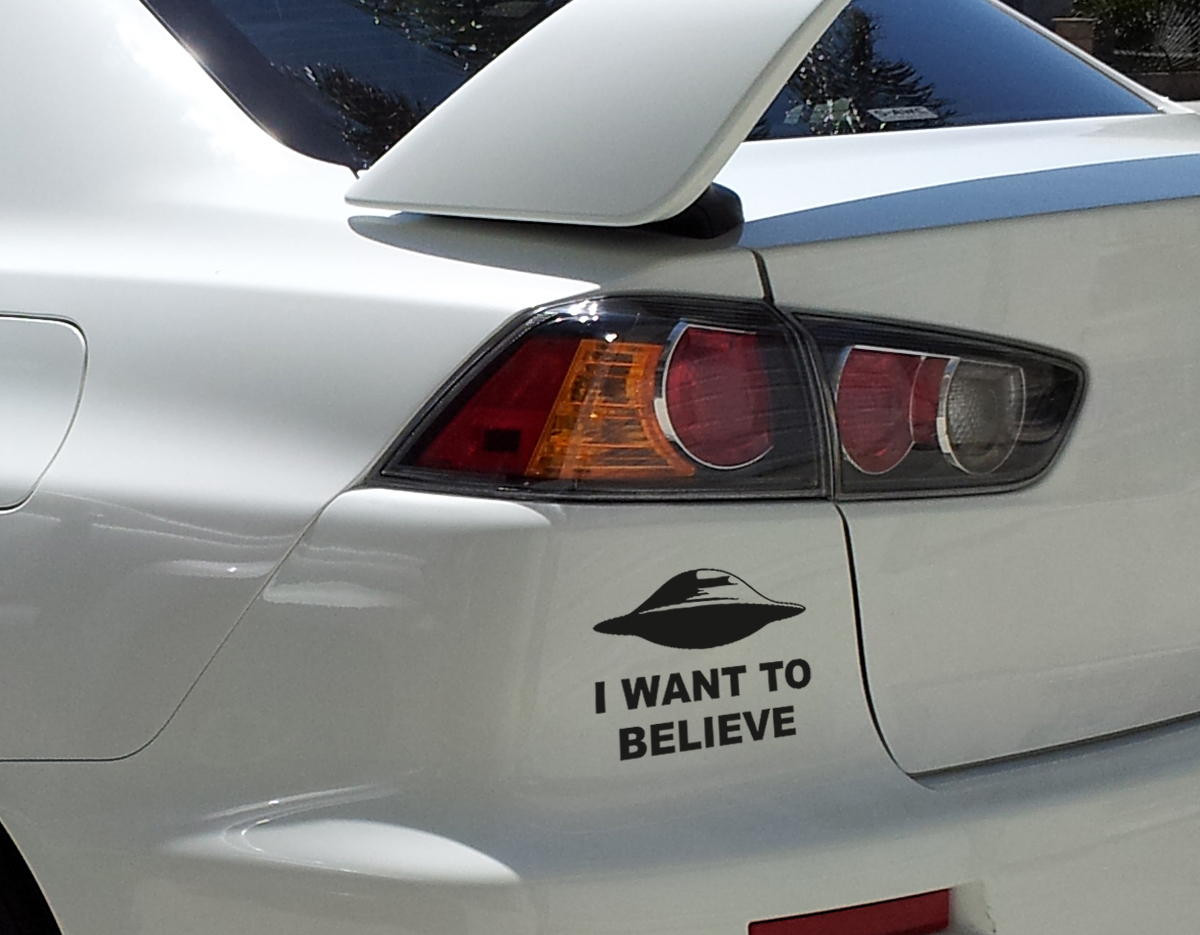 I Want to Believe UFO Aliens X Top Secret Lustiger Auto-Laptop-Vinyl-Aufkleber