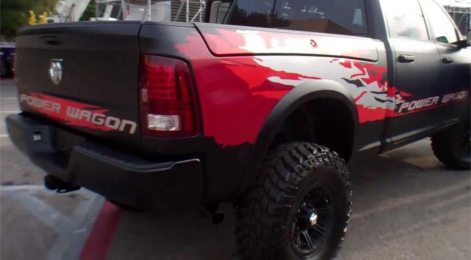 KIT des 2013–2020 Dodge Ram Power Wagon Hemi-Aufklebers für die Heckklappe auf der Fahrer- und Beifahrerseite
