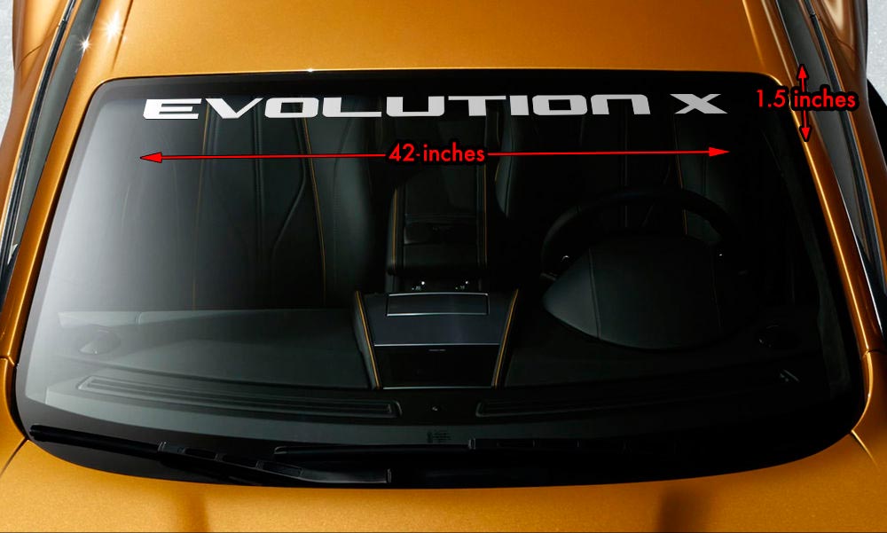 MITSUBISHI EVOLUTION X EVO 10 WRC Windschutzscheiben-Banner, Vinyl-Aufkleber, 42 x 1,5 Zoll