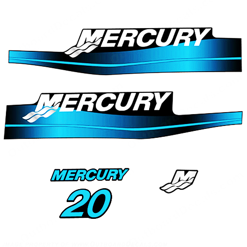 Mercury 20HP 2-Takt-Aufkleber-Kit - Blauer Aufkleber