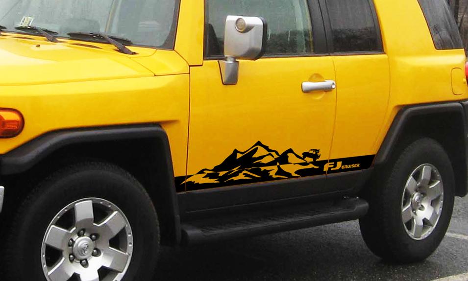 Toyota FJ Cruiser Mountains Seitenverkleidung Strobe Stripes Vinyl Aufkleber Grafiken LOGO