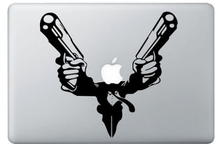 Mann mit zwei Waffen MacBook Aufkleber Aufkleber