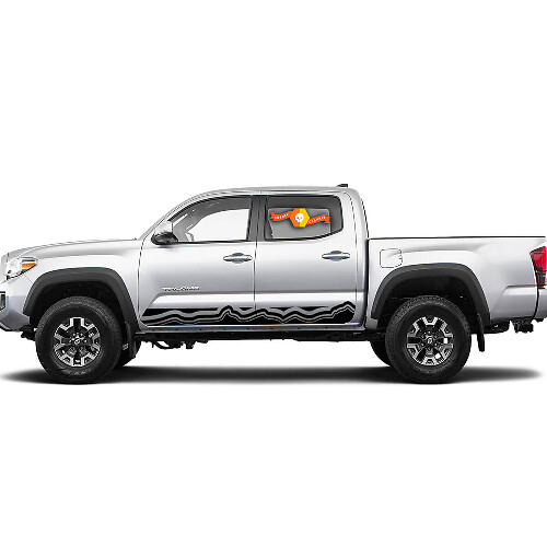 Paar Streifen für Tacoma Side Curved Topographic Lines Rocker Panel Vinyl Aufkleber Aufkleber passend für Toyota Tacoma TRD Off Road Pro Sport
