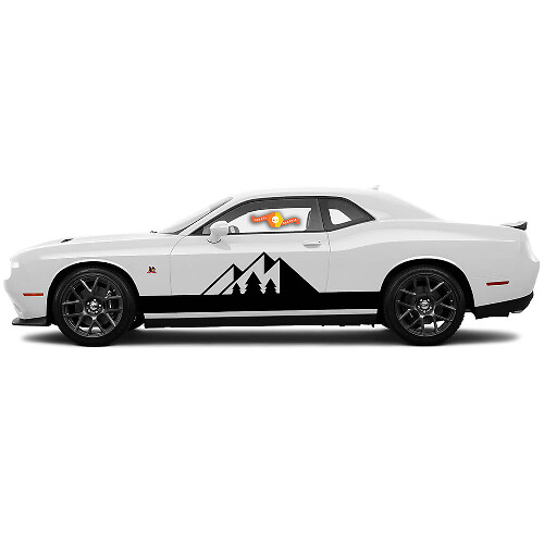 2 Seiten Dodge Challenger Mountain Forest Rocker Panel Seiten-Vinyl-Aufkleber Grafik-Aufkleber
