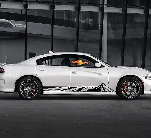 2 Seiten Dodge Charger Curved Topographic Lines Mountain Rocker Panel Side Vinyl Decals Graphics Sticker
