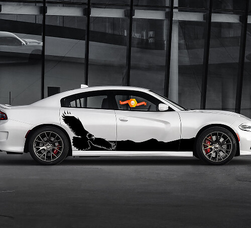 2 Seiten Dodge Charger Bald Eagle Hawk Rocker Panel Side Vinyl Decals Graphics Aufkleber
