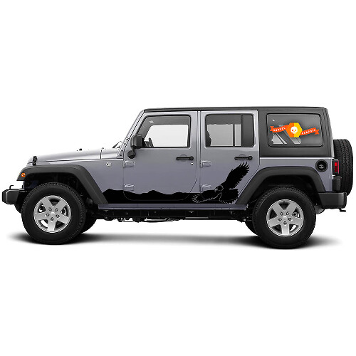 2-seitiger Jeep Wrangler Bald Eagle Hawk Seitenschweller Seiten-Vinyl-Aufkleber Grafik-Aufkleber
