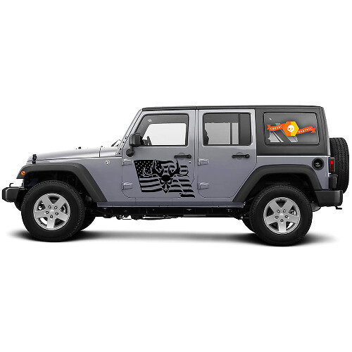 USA-Flaggen-Schädel-Seiten-Vinylaufkleber für Jeep Wrangler CJ TJ JK JKU JL JLU