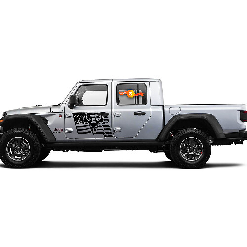 2 Seiten Jeep Gladiator USA Flagge Mountain Skill Türseite Vinyl Aufkleber Grafik Aufkleber
