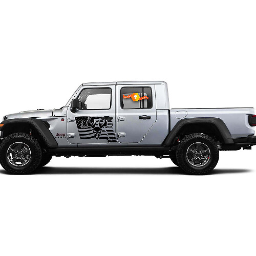 2 Seiten Jeep Gladiator USA Flagge Mountain Skill Türseite Vinyl Aufkleber Grafik Aufkleber
