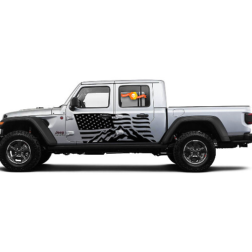 2 Seiten Jeep Gladiator USA Flagge Mountain Door Side Vinyl Decals Graphics Aufkleber
