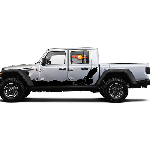2 Seite Jeep Gladiator Bald Eagle Hawk Seite Rocker Panel Seite Vinyl Aufkleber Grafiken Aufkleber
