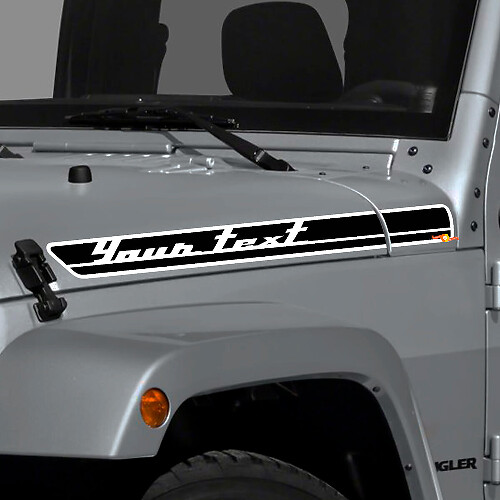 Benutzerdefinierte Text Motorhauben-Seitenstreifen Vinyl-Aufkleber-Set für Jeep Wrangler