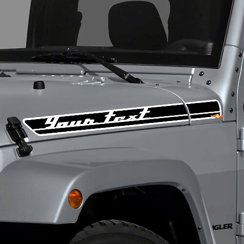 Benutzerdefinierte Text Motorhauben-Seitenstreifen Vinyl-Aufkleber-Set für Jeep Wrangler