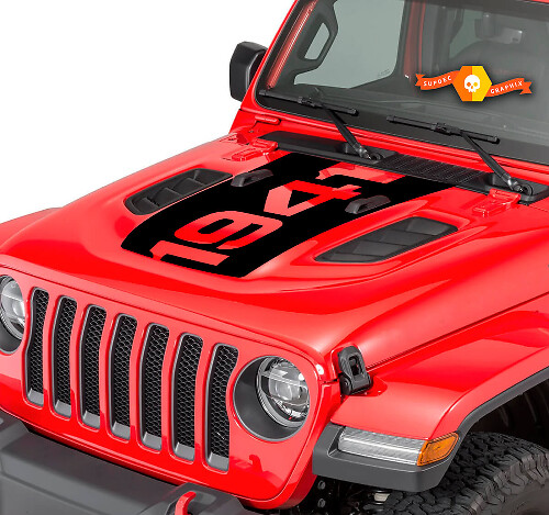 1941 Blackout Hauben Vinyl-Aufkleber für Jeep Wrangler JL/JT Rubicon