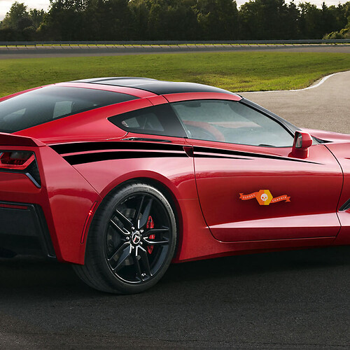 Chevrolet Corvette C7 Rally Racing Doppelte Seitenstreifen Bodyline Heckaufkleber Aufkleber
