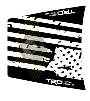 Riesige TRD 4x4 Offroad zerstörte USA-Flagge KEINE SCHAUFEL! Vinyl-Aufkleber für Motorhaube, passend für Toyota Tacoma 2016–2021 Modelle
