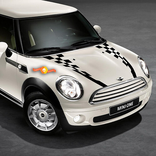 Racing Schachbrett-Motorhaubenstreifen Vinyl-Aufkleber für Mini Cooper 2007-2021