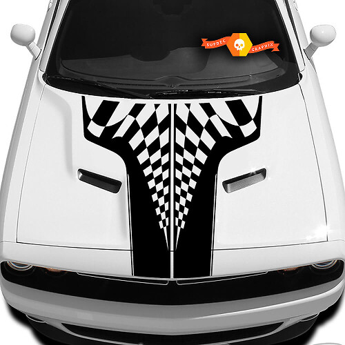 Karierte Flaggen-Motorhauben-Vinyl-Aufkleber für Dodge Challenger