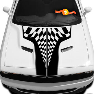 Dodge Challenger Race Checkered Hood T Aufkleber Motorhaubengrafik passend für Modelle 09 - 14
