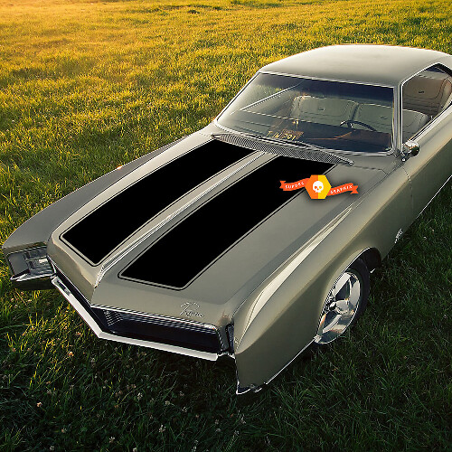 Doppelter Haubenstreifen Vinylaufkleber-Set für Buick Riviera GS 1968+