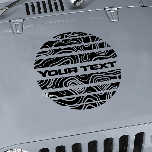 Jeep Wrangler-Grafikkit, Vinyl-Aufkleber, Blackout-Konturkarte, Kreis-Strobe-Stil, Aufkleber für Motorhaube
