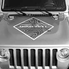 Blackout-Konturenkartierung Motorhaube Quadratischer Stil Grafik Vinylfolie Aufkleber Decal 2 Farben für Jeep Wrangler 3