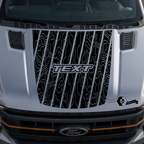 TEXT Umriss Topographische Blackout Motorhauben Vinyl Aufkleber Sticker für Ford F-150 2015-2016