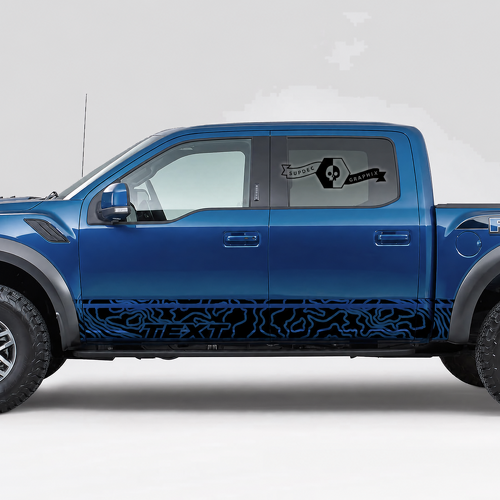 TEXT Topografischer Fels-Schwellerstreifen Paar Schweller Vinylaufkleber Sticker für Ford F-150