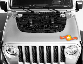 Jeep Hood Vinyl Blackout Topografische Karte Aufkleber Aufkleber Text Wrangler

