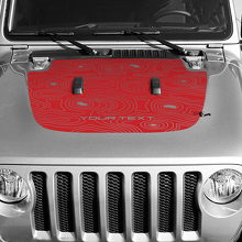 Blackout Topografische Kartenhauben-Vinylaufkleber mit individuellem Text für Jeep Wrangler 3