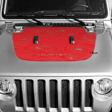 Blackout Topografische Kartenhauben-Vinylaufkleber mit individuellem Text für Jeep Wrangler 3