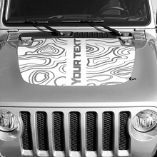 Blackout Topografische Karte Motorhauben Vinyl Aufkleber Zentraler Benutzerdefinierter Text für Jeep Wrangler 2