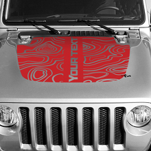 Blackout Topografische Karte Motorhauben Vinyl Aufkleber Zentraler Benutzerdefinierter Text für Jeep Wrangler 3