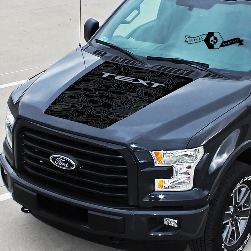 Topographic Contour Map TEXT Panel — Vinylaufkleber (Motorhaube) für Ford F-150 2015-2016