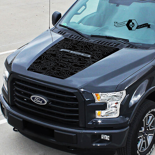 Topografische Karten Motorhauben Vinyl-Aufkleber für Musclecar F-150